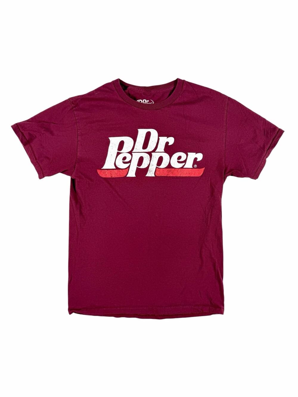 Dr Pepper Logo Graphic T-Shirt Burgundy Size Small